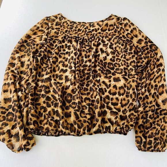 ✨2/$20✨ Jacaranda Tiger patterned blouse with gold threading Size Medium - Picture 3 of 9